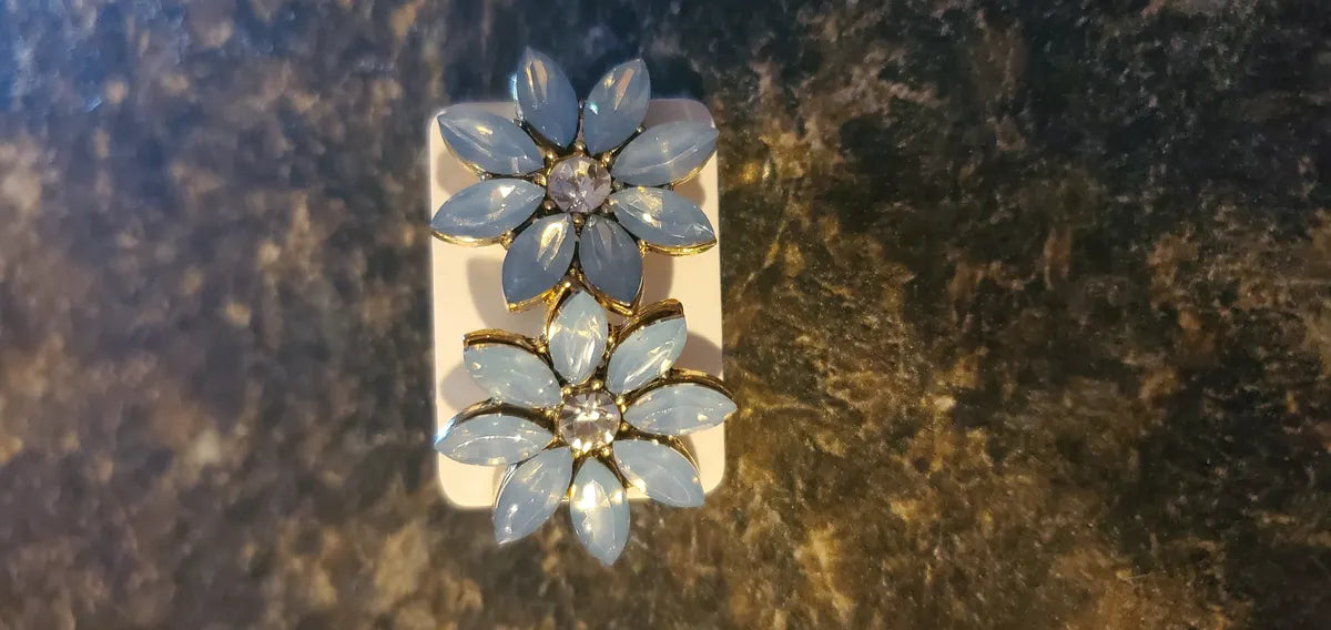 blue opal flower earrings kks131