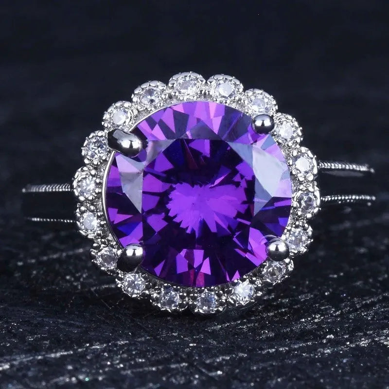 5 Carat Imitation Moissanite High Carbon Diamond Light Luxury purple Ring band