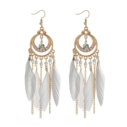 Feather time gold earrings 4754