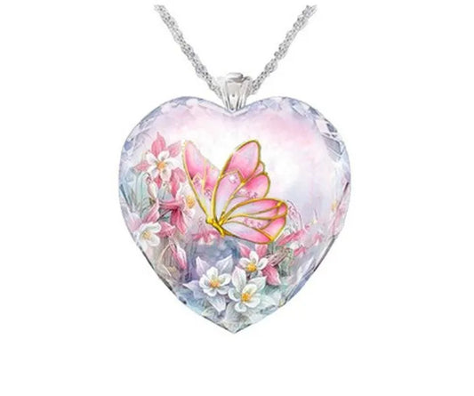 grace heart butterfly necklace mom