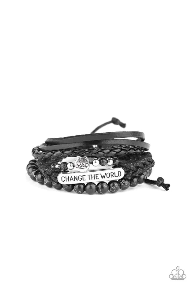 Change The World - Black cord bracelet