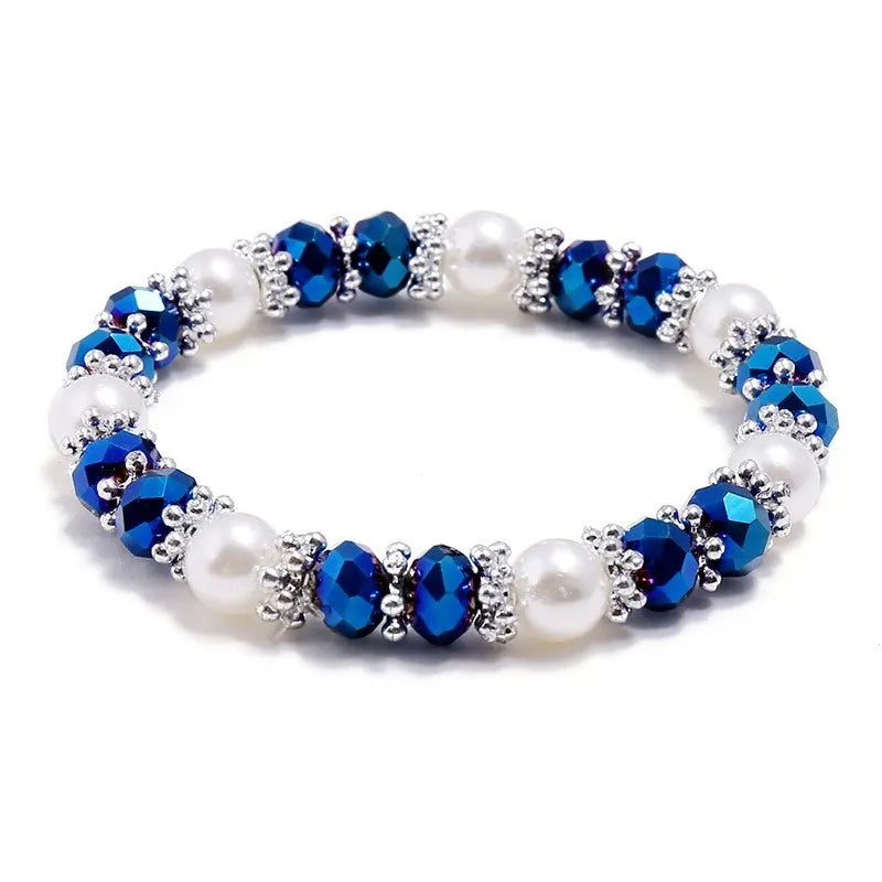 pearl stretchy blue bracelet 1294