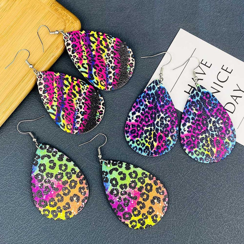 Glittered cheetah on loose earrings 1205