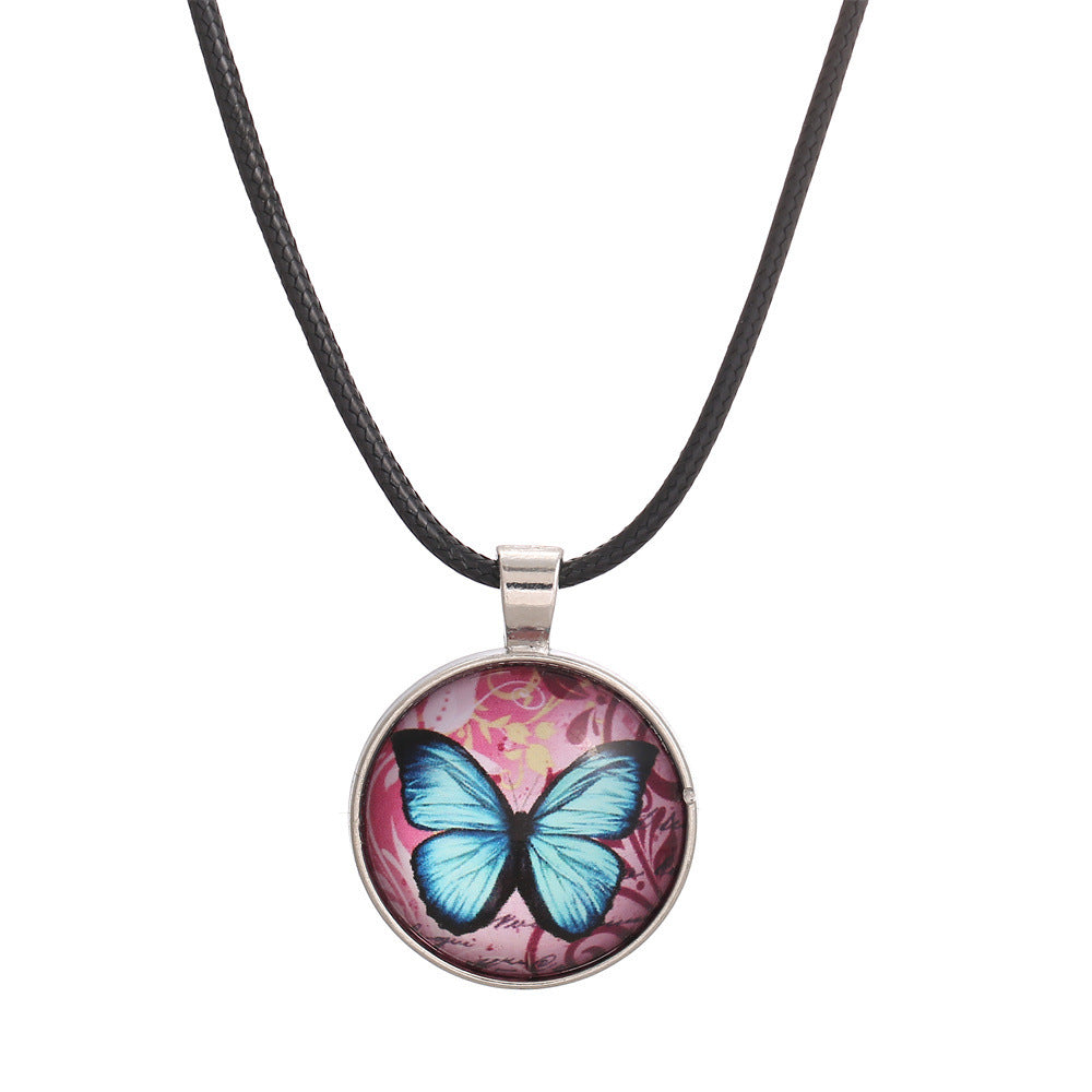 Colorful butterfly short necklace 4029