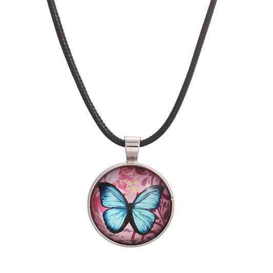 Colorful butterfly short necklace 4029