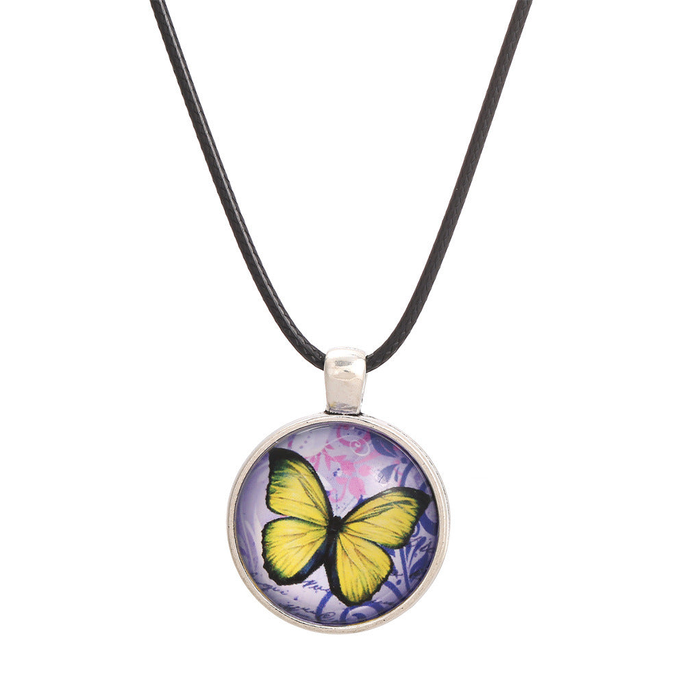 Colorful butterfly short necklace 4029