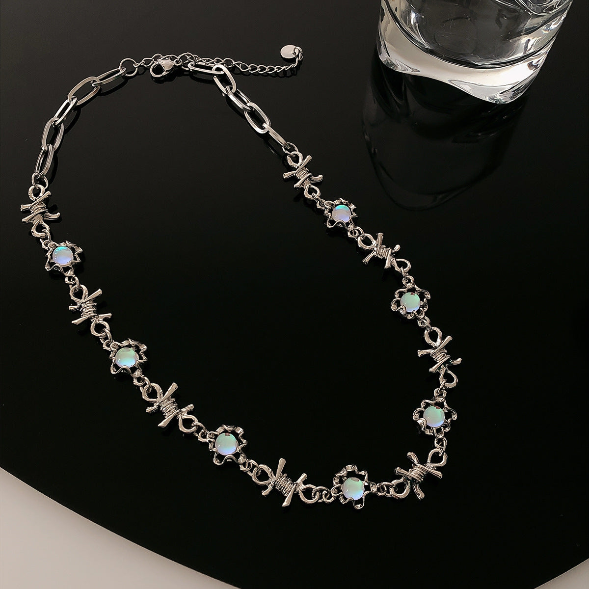 Barbed in Blue opal short necklace 8807