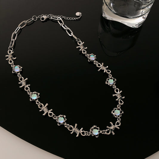 Barbed in Blue opal short necklace 8807