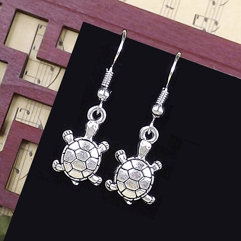 Musical turtle silver earrings 6290