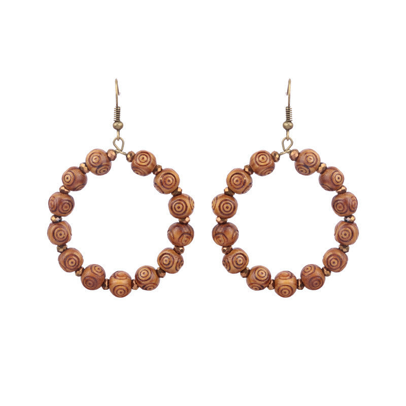 Wooden circle earrings set 5534