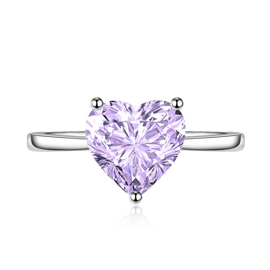 Zircon heart red purple ring adjustable 6242