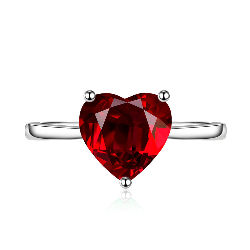 Zircon heart red purple ring adjustable 6242