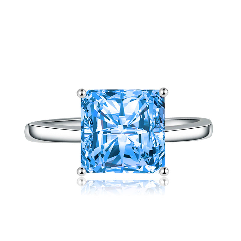 Zircon square red blue adjustable ring 6302