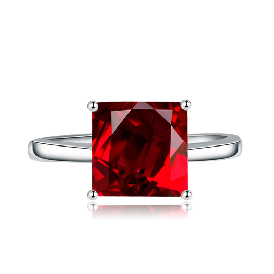 Zircon square red blue adjustable ring 6302