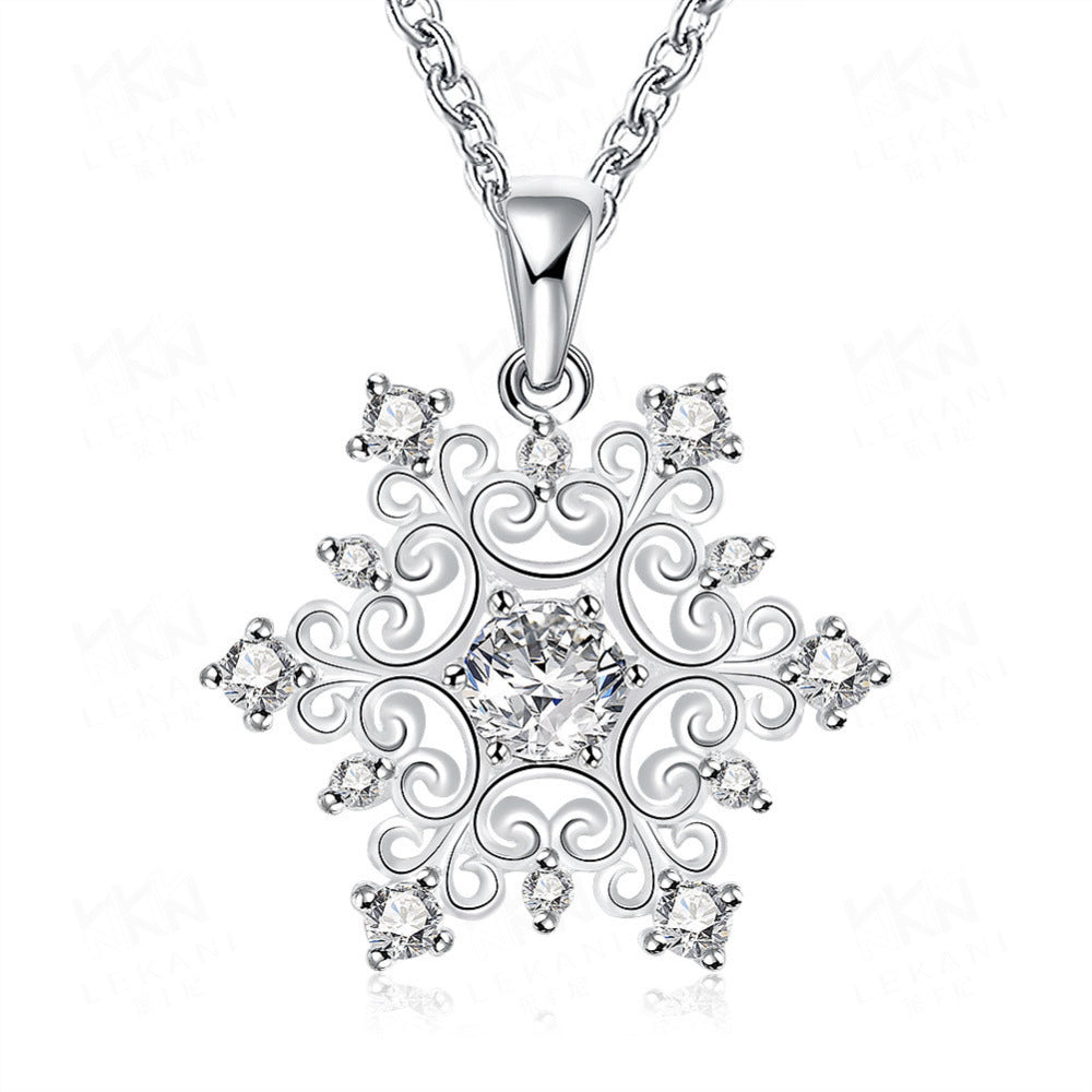 Snowflake white short necklace 771