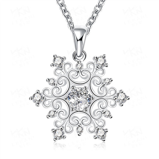 Snowflake white short necklace 771