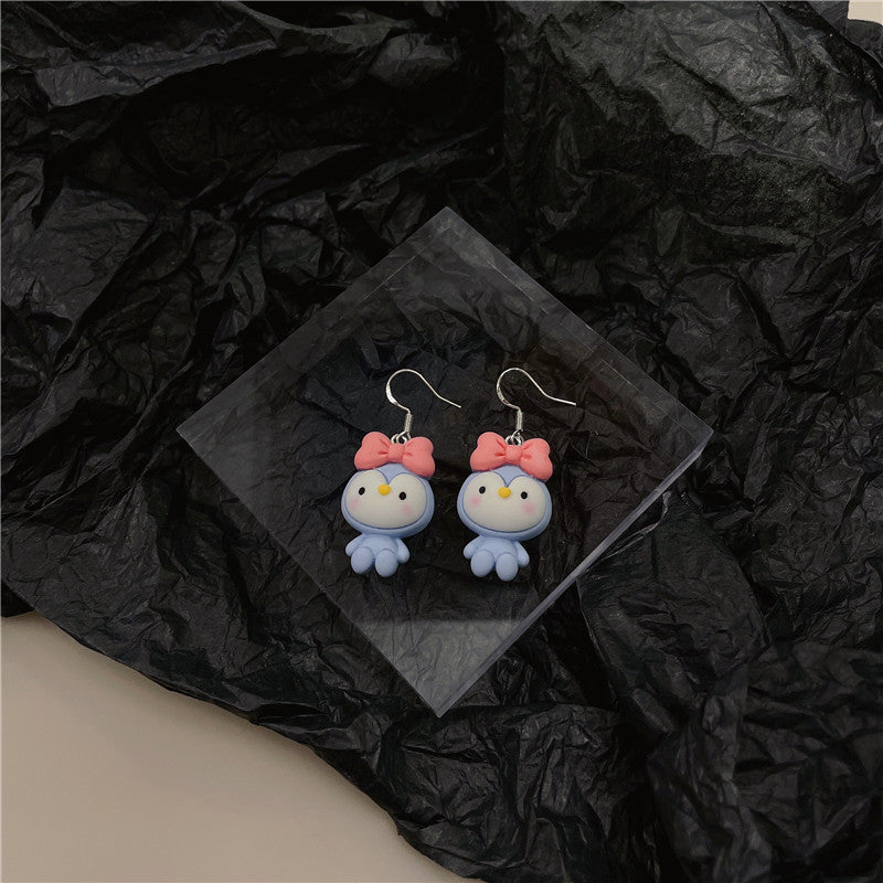 Hey there bunny penguin earrings spring