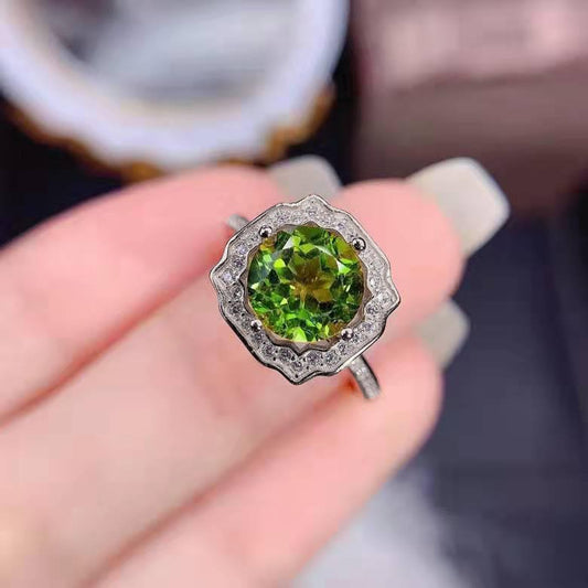 peridot diamond green ring open back