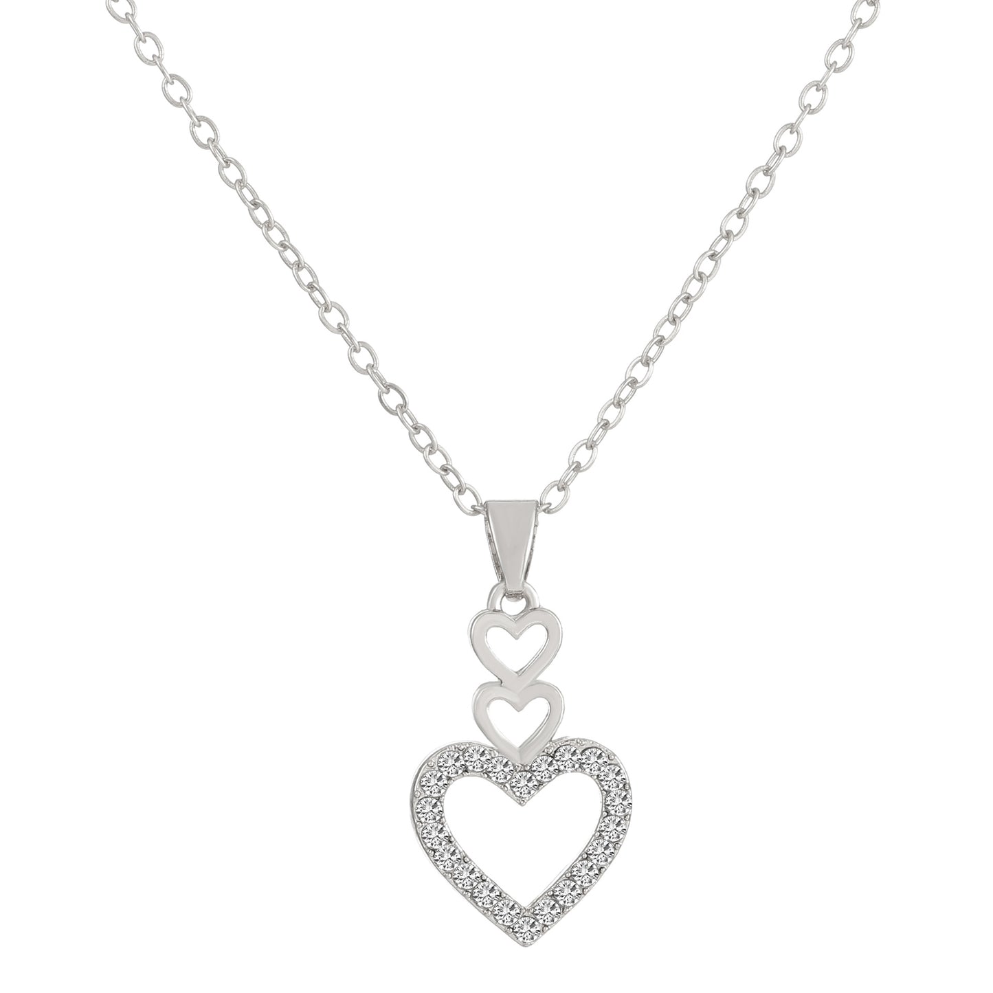 Heart trio white short necklace 4688