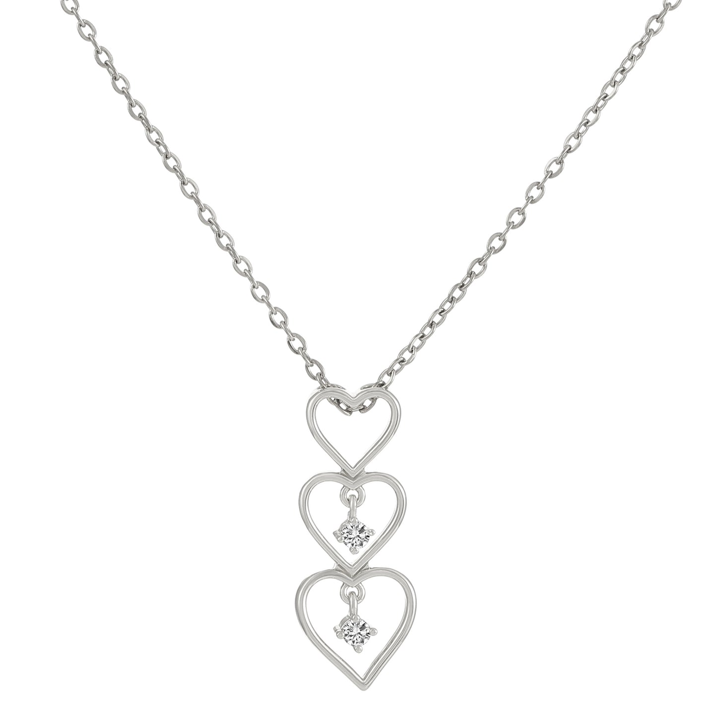 Heart trio white short necklace 4688