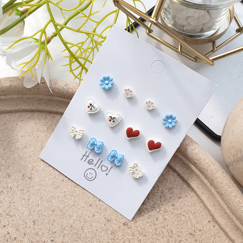 Flower stud post multiple earrings 4729