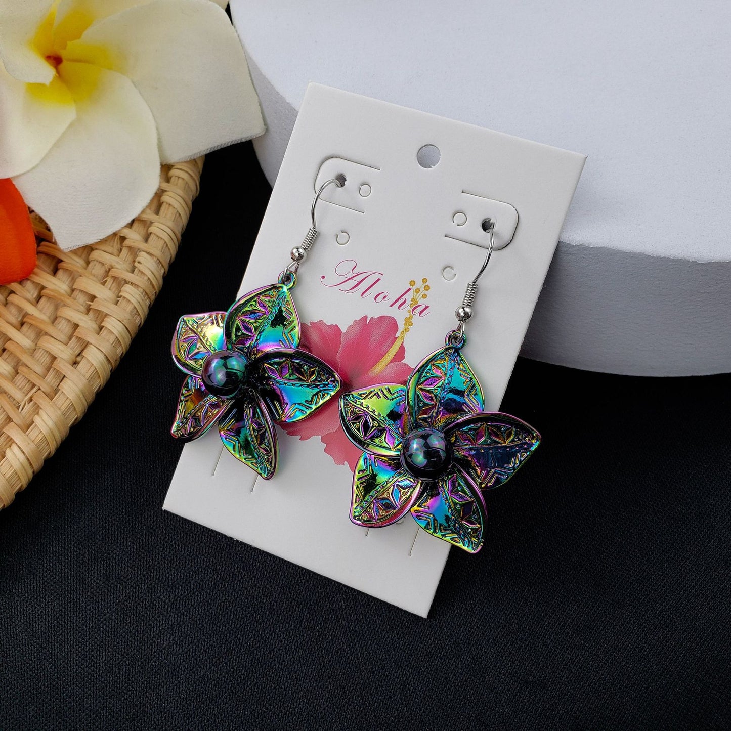 Oil flower earrings 4466