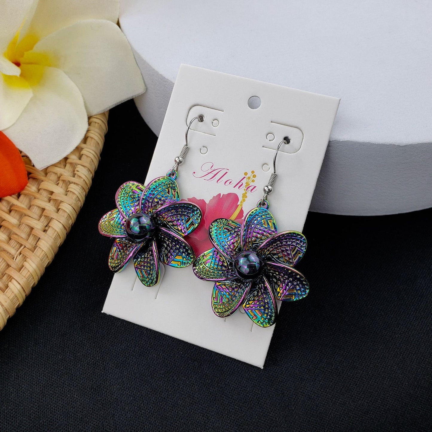 Oil flower earrings 4466