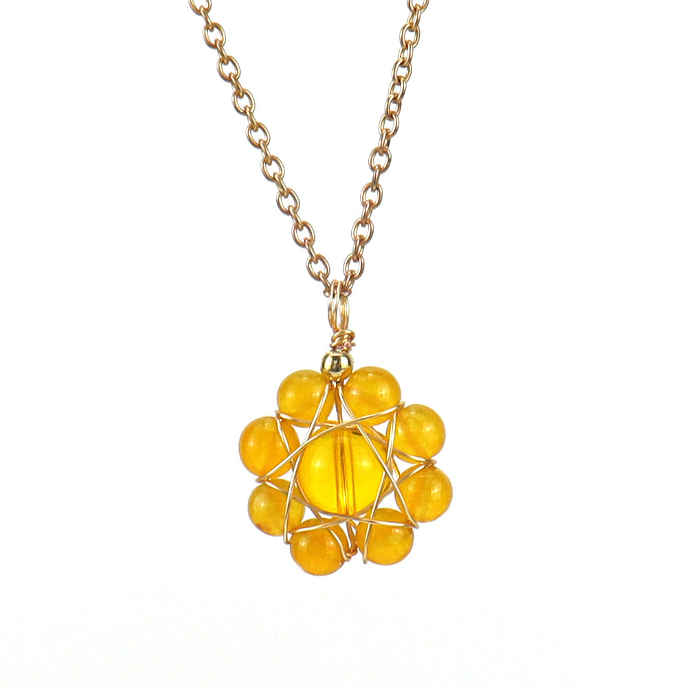 Stone flower short necklace 4689