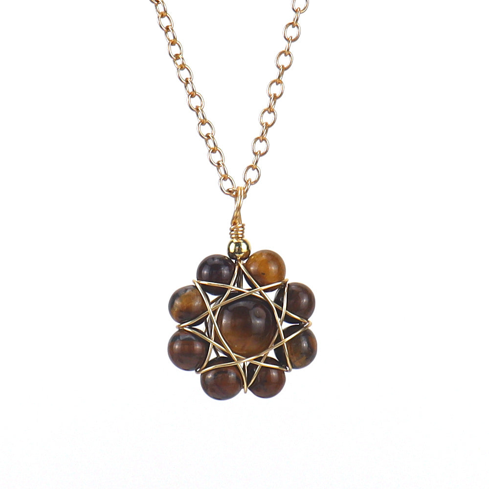 Stone flower short necklace 4689