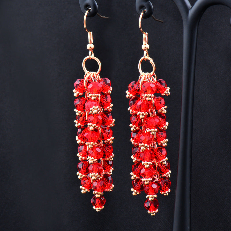 String of lights red gold and white earrings 4679