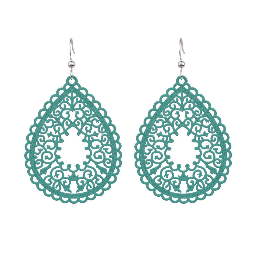 Italian lace white green earrings 4653