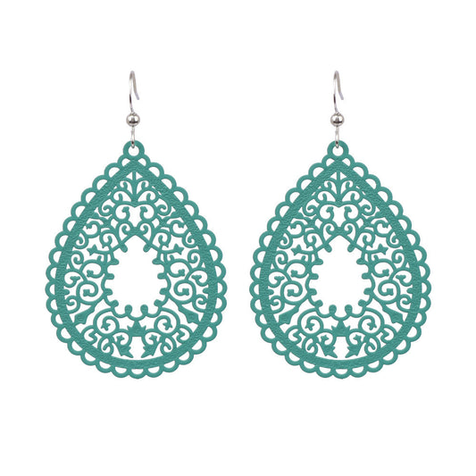 Italian lace white green earrings 4653