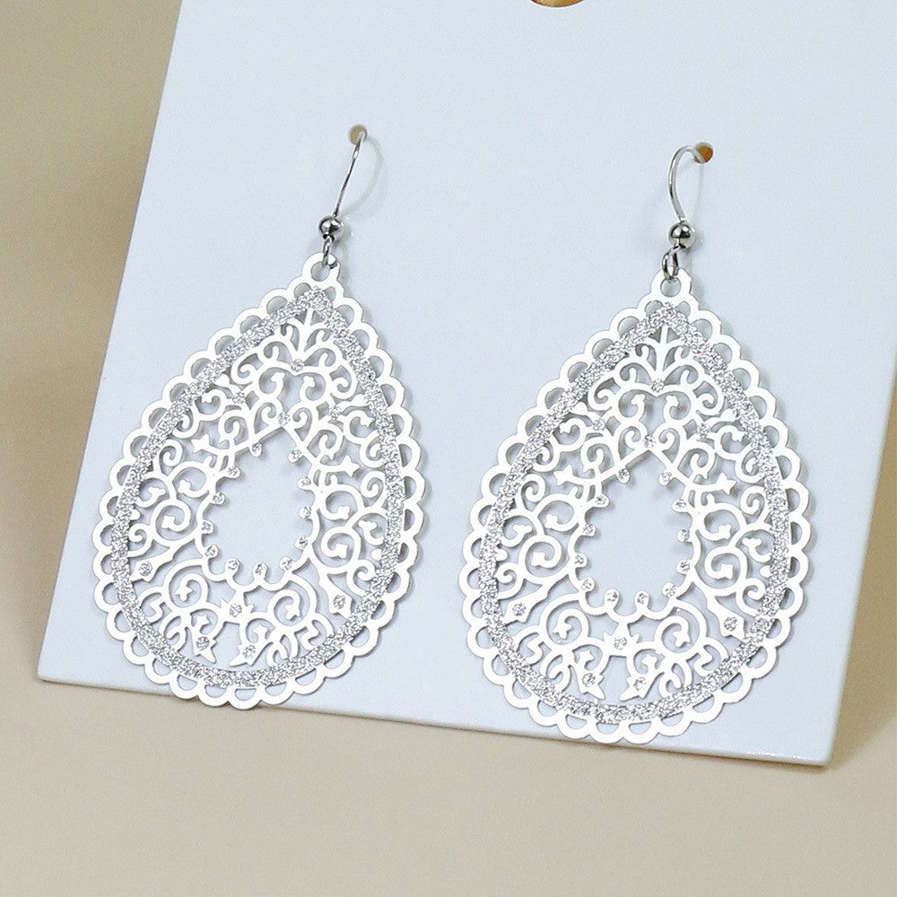 Italian lace white green earrings 4653