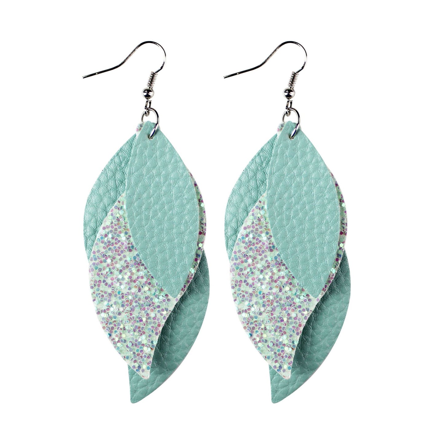 Light my flame Leather Sequins earrings 7655