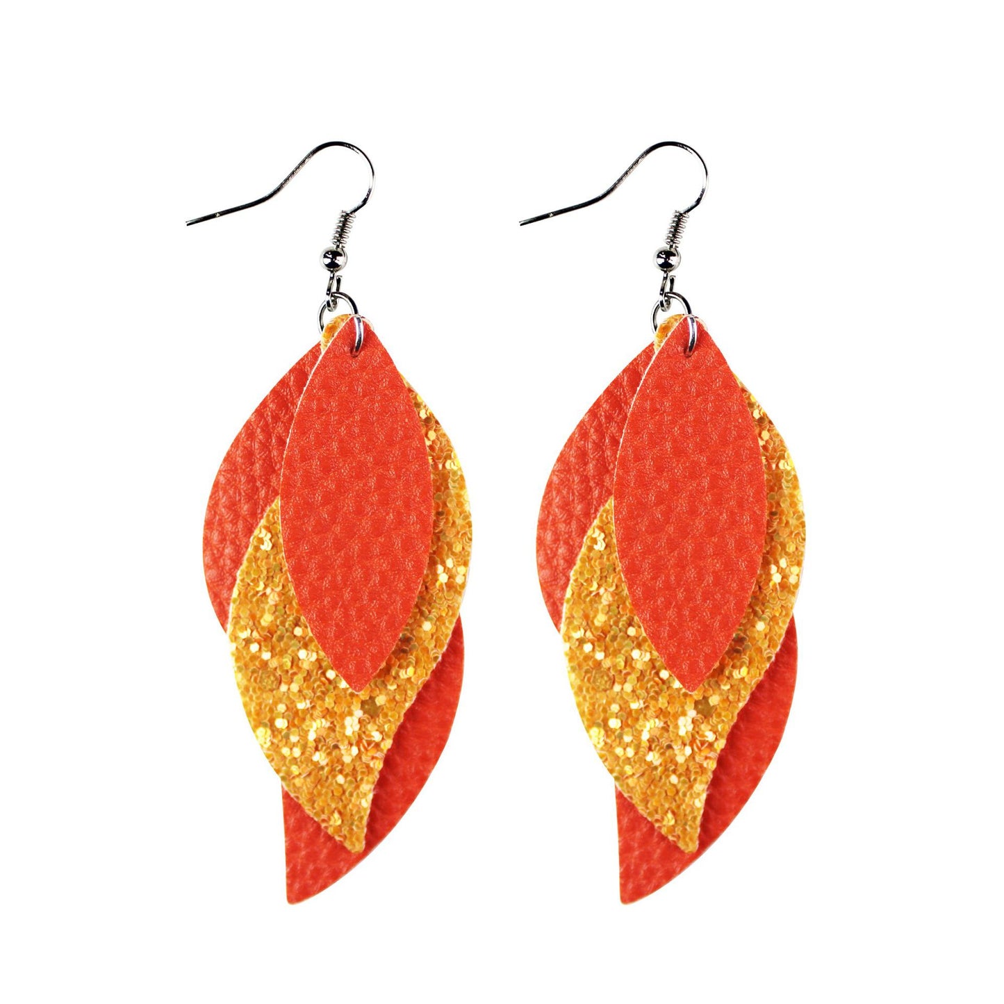 Light my flame Leather Sequins earrings 7655