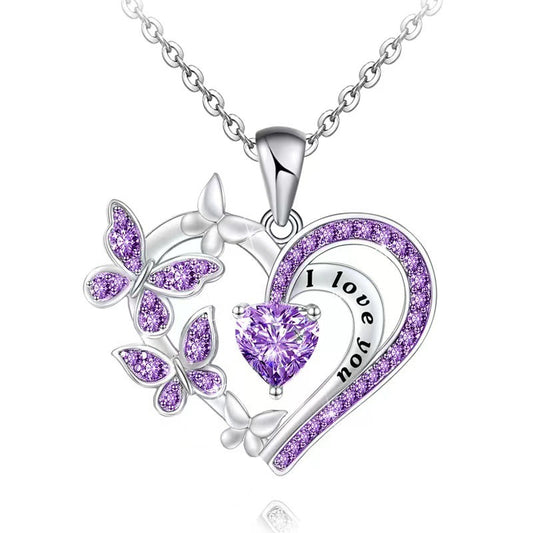 Be mine valentine short purple necklace 4722