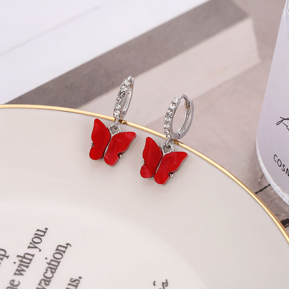 Butterfly lever back multiple earrings 7802