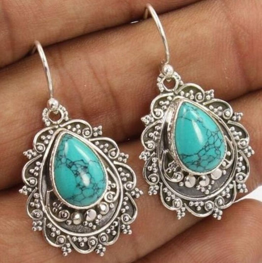 Stone blue earrings 4355