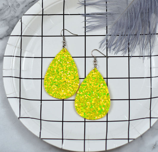 Neon 80s yellow earrings