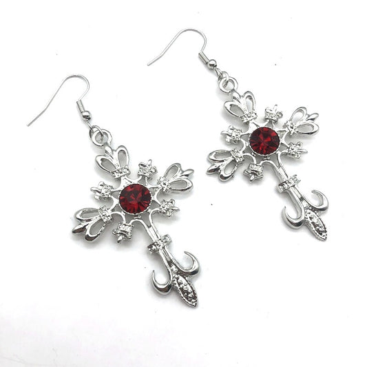 Red cross earrings 7748