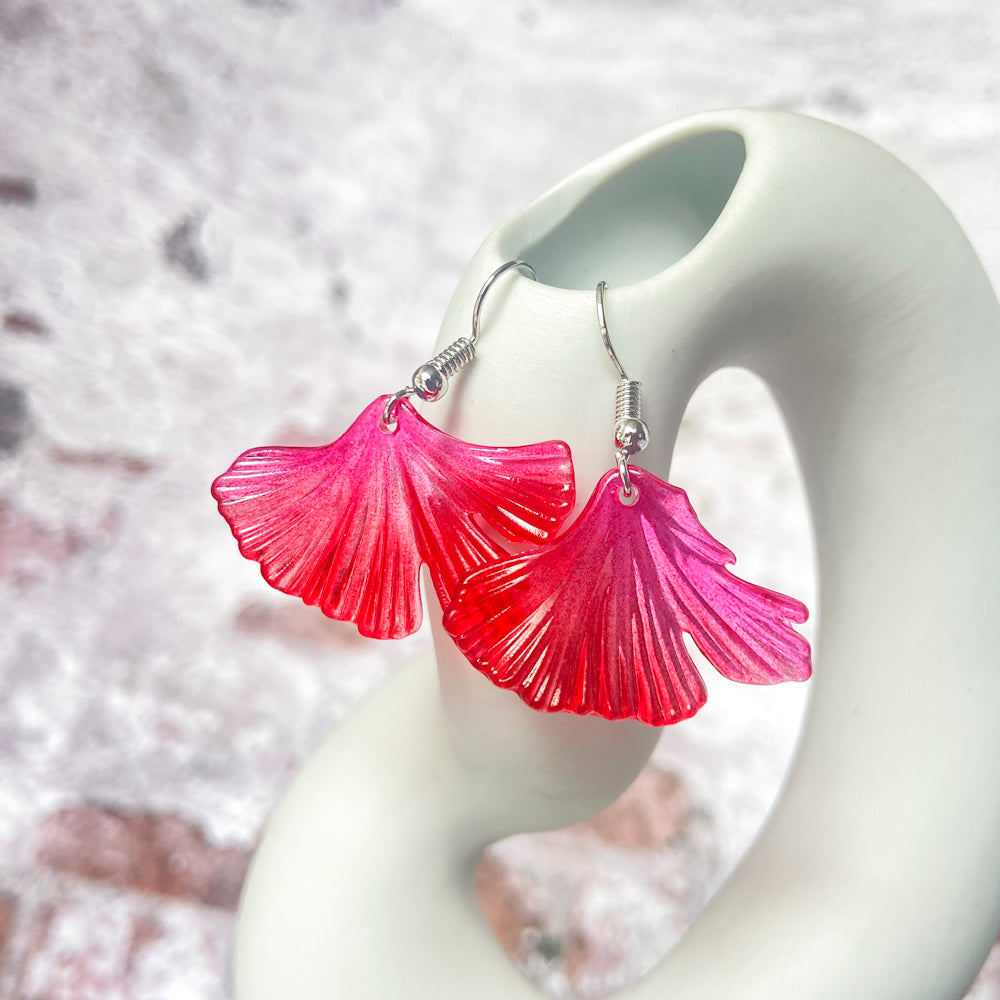 Fins of spirit orange pink earrings 7775