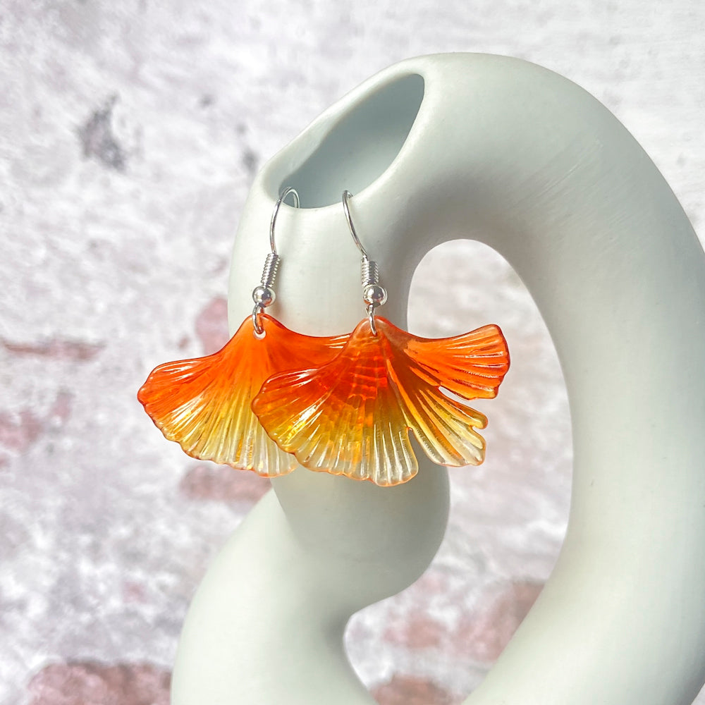 Fins of spirit orange pink earrings 7775