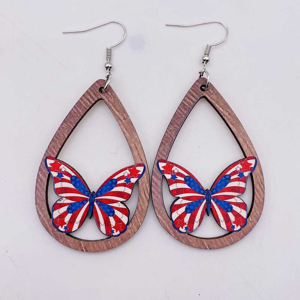 Love in the usa earrings wood 7815