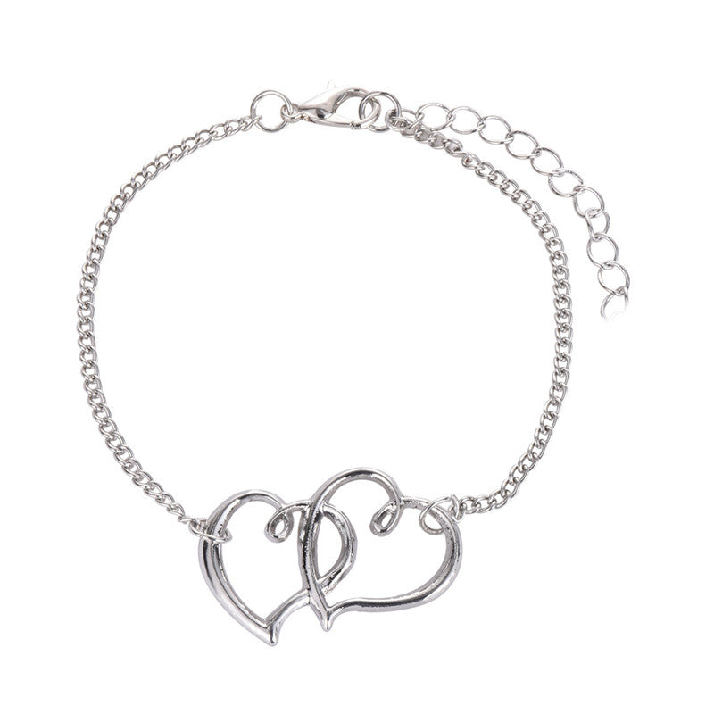 Double the love of cat silver anklet