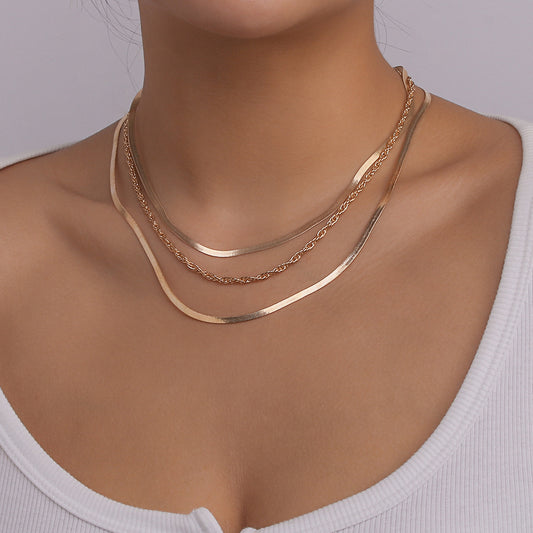 Herring way layered gold and silver short necklace 9344