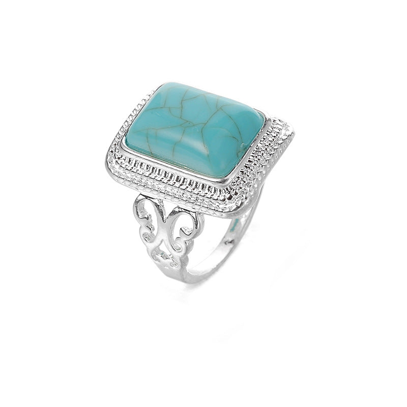 turquois square ring sz 9