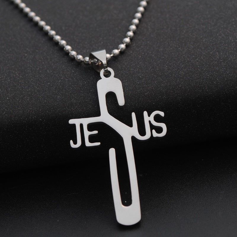 Jesus of the cross silver short necklace 6275