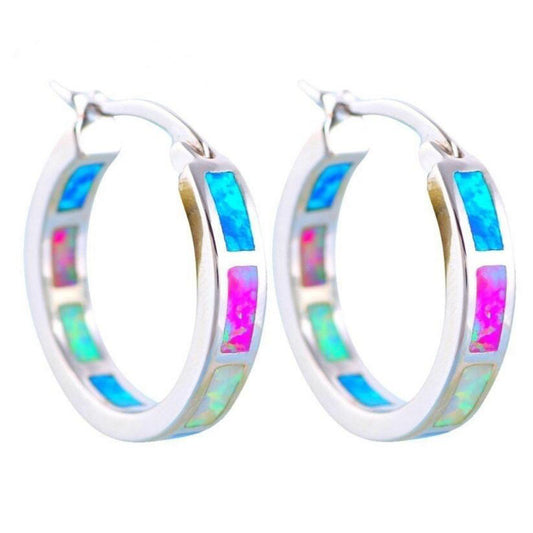 Shelled iridescent hoop earrings 0618