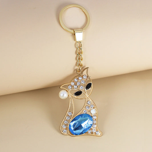 kitty long blue necklace