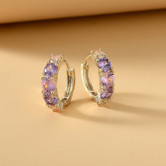 amethyst purple Hoop earrings latch back 4957